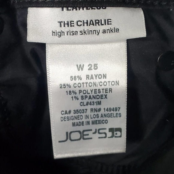 Joe's Jeans The Charlie High Rise Skinny Ankle Jeans Black Size 25 - Picture 8 of 12